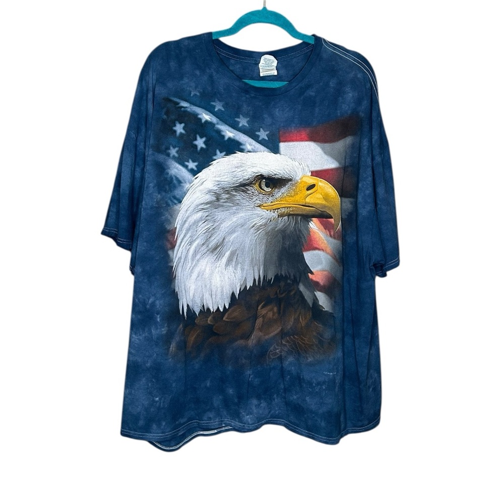 Liquid Blue Men’s 3XL Bald Eagle USA Patriotic Tie Dye Graphic Tee 2015 Blue
